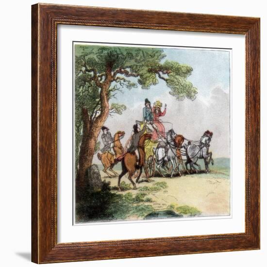 Vicissitudes of the Road in 1787, the Highwayman, Lord Barrymore Stopped, 1890-Thomas Rowlandson-Framed Giclee Print