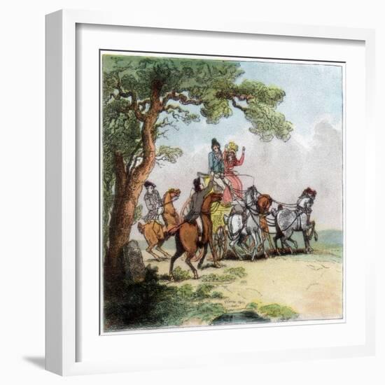 Vicissitudes of the Road in 1787, the Highwayman, Lord Barrymore Stopped, 1890-Thomas Rowlandson-Framed Giclee Print