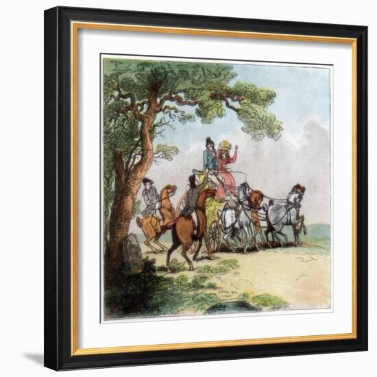 Vicissitudes of the Road in 1787, the Highwayman, Lord Barrymore Stopped, 1890-Thomas Rowlandson-Framed Giclee Print