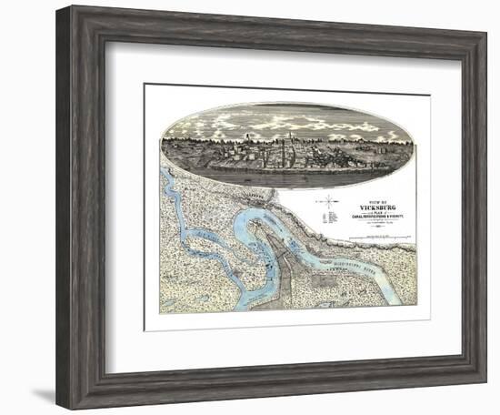 Vicksburg, Mississippi - Panoramic Map-Lantern Press-Framed Art Print