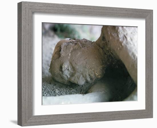 Victim of Vesuvius Eruption, Form Later Revealed by Injecting Plaster, Campania-Walter Rawlings-Framed Photographic Print