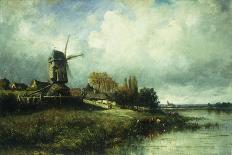 A River Landscape with a Windmill-Victor Dupre-Framed Giclee Print