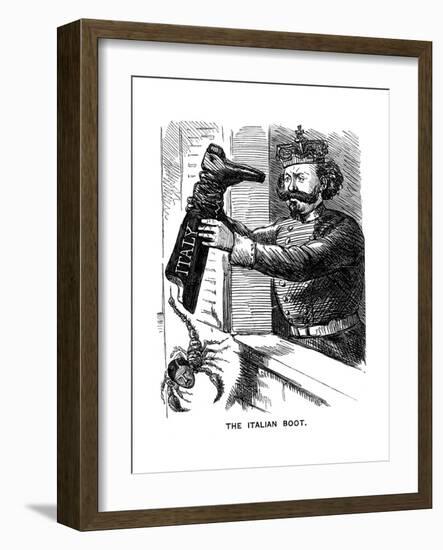 Victor Emmanuel II (1st King of Ital) Shaking Leopold II (Duke of Tuscan) Out of Italy, 1861-null-Framed Giclee Print