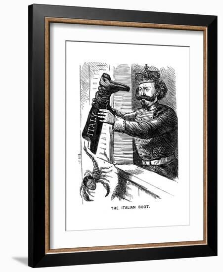 Victor Emmanuel II (1st King of Ital) Shaking Leopold II (Duke of Tuscan) Out of Italy, 1861-null-Framed Giclee Print