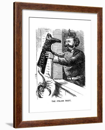 Victor Emmanuel II (1st King of Ital) Shaking Leopold II (Duke of Tuscan) Out of Italy, 1861-null-Framed Giclee Print