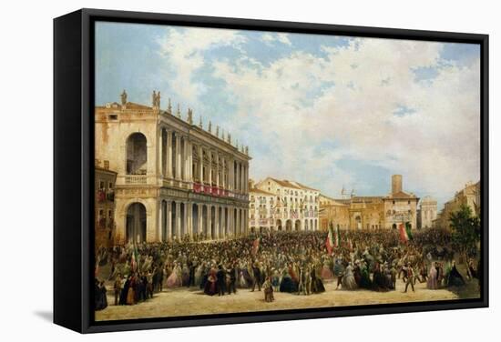 Victor Emmanuel II Shows Himself to the People of Vicenza from the Balcony of Palazzo Chiericati-Orsola Faccioli Licata-Framed Premier Image Canvas