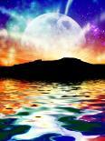 Moon Over Ocean Landscape, Artwork-Victor Habbick-Photographic Print