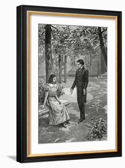 Victor Hugo Declaring His Love to Adèle Foucher, 19th Century-null-Framed Giclee Print