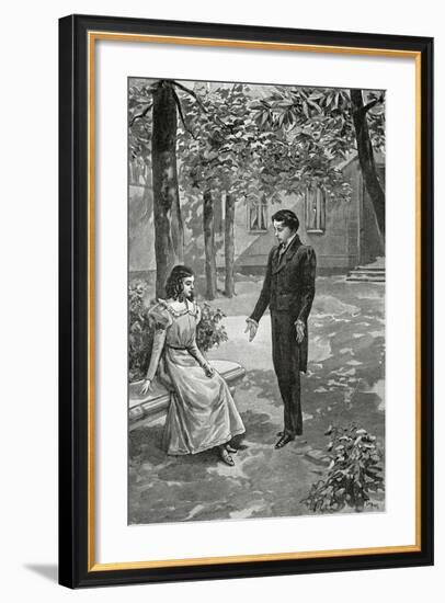 Victor Hugo Declaring His Love to Adèle Foucher, 19th Century-null-Framed Giclee Print