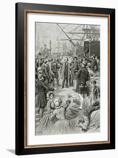 Victor Hugo Hails a Universal Republic During a Speech While in Exile on 1st August 1852-Frederic Lix-Framed Giclee Print