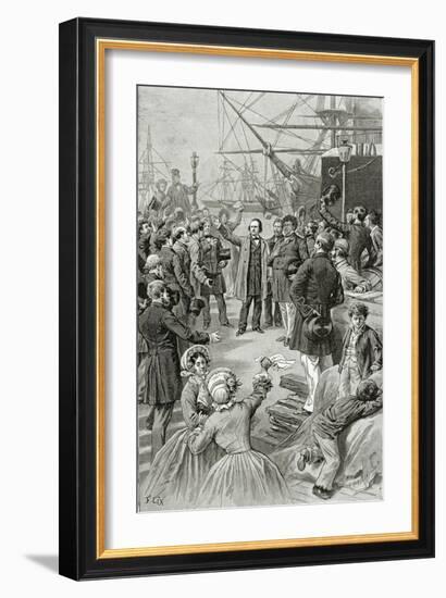 Victor Hugo Hails a Universal Republic During a Speech While in Exile on 1st August 1852-Frederic Lix-Framed Giclee Print