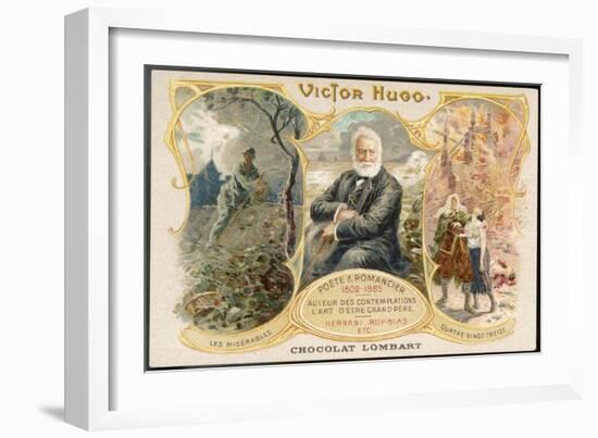 Victor Hugo with Scenes from Two of His Books-null-Framed Art Print
