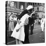 US Sailor Bending Young Nurse over His Arm to Give Her Passionate Kiss in Middle of Times Square-Victor Jorgensen-Framed Photographic Print