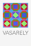 Expo Art Basel 83 - Echecs fond bleu-Victor Vasarely-Collectable Print