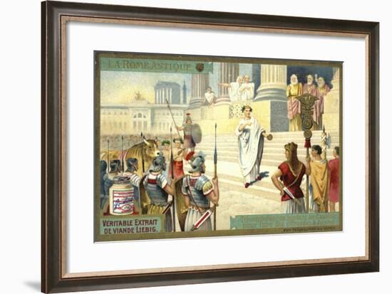 Victor Visiting the Capitol to Make Offerings to Jupiter, Ancient Rome-null-Framed Giclee Print