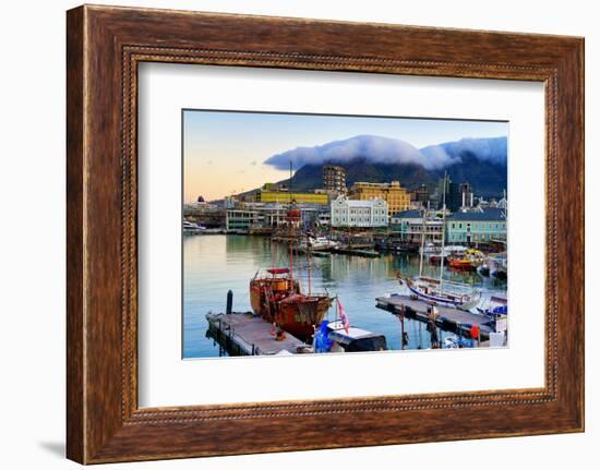 Victoria and Alfred Waterfront and harbor at sunset, Cape Town, South Africa, Africa-G&M Therin-Weise-Framed Photographic Print