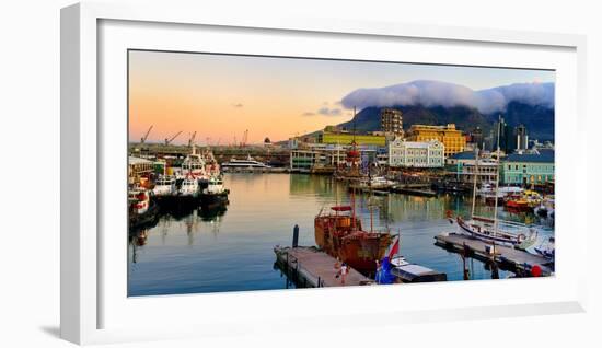 Victoria and Alfred Waterfront and harbor at sunset, Cape Town, South Africa, Africa-G&M Therin-Weise-Framed Photographic Print