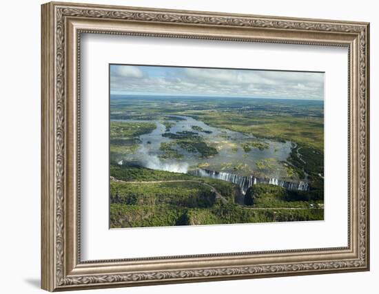 Victoria Falls or   Mosi-oa-Tunya   (The Smoke that Thunders), and Zambezi River, Zimbabwe-David Wall-Framed Photographic Print