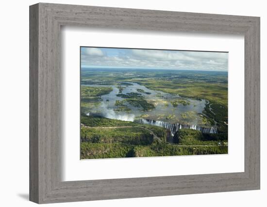 Victoria Falls or   Mosi-oa-Tunya   (The Smoke that Thunders), and Zambezi River, Zimbabwe-David Wall-Framed Photographic Print