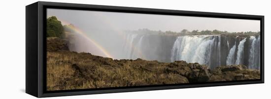 Victoria Falls with Rainbow in the Mist, Zambezi River, Zimbabwe-null-Framed Premier Image Canvas