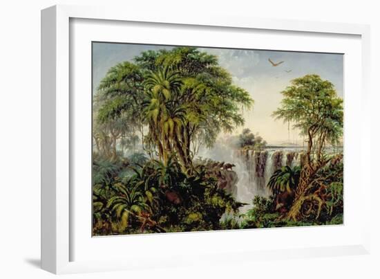 Victoria Falls with Stampeding Buffalo-Thomas Baines-Framed Giclee Print