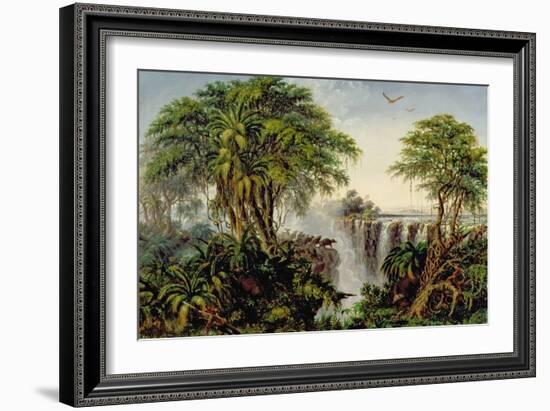 Victoria Falls with Stampeding Buffalo-Thomas Baines-Framed Giclee Print