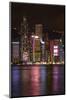 Victoria Harbor and light show on skyscrapers, Central, Hong Kong, China-David Wall-Mounted Photographic Print
