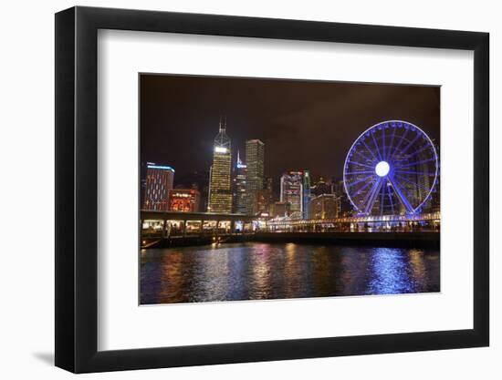 Victoria Harbor, Hong Kong Observation Wheel and skyscrapers, Central, Hong Kong, China-David Wall-Framed Photographic Print