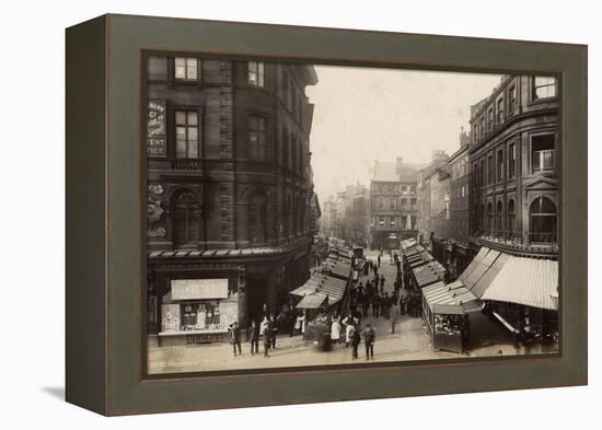 Victoria Market, Manchester (B/W Photo)-Francis Frith-Framed Premier Image Canvas