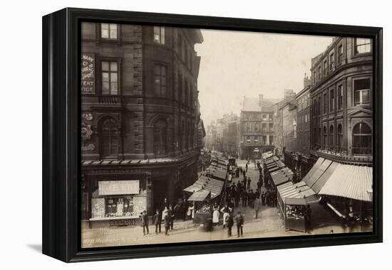 Victoria Market, Manchester (B/W Photo)-Francis Frith-Framed Premier Image Canvas