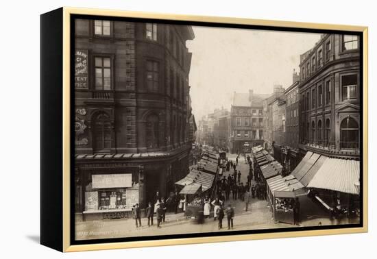 Victoria Market, Manchester (B/W Photo)-Francis Frith-Framed Premier Image Canvas