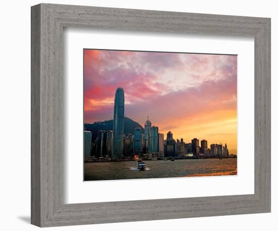 Victoria Peak as Seen from a Boat in Victoria Harbor, Hong Kong, China-Miva Stock-Framed Photographic Print