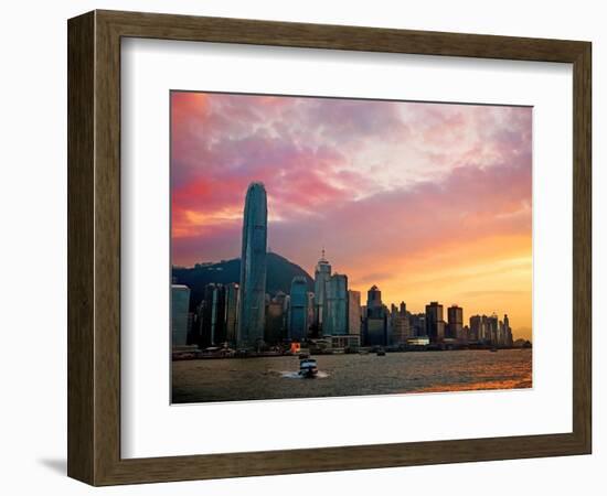 Victoria Peak as Seen from a Boat in Victoria Harbor, Hong Kong, China-Miva Stock-Framed Photographic Print