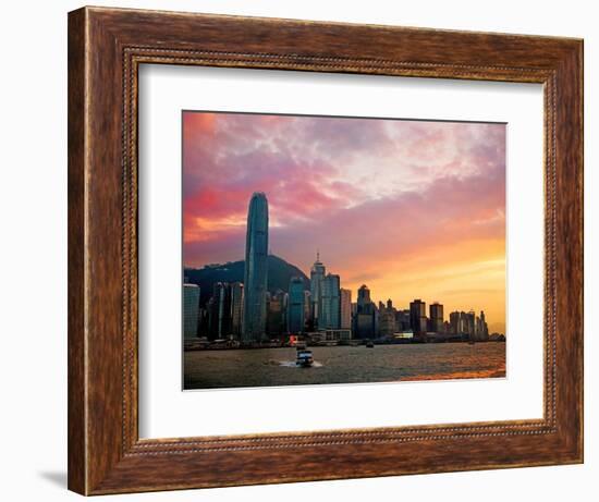 Victoria Peak as Seen from a Boat in Victoria Harbor, Hong Kong, China-Miva Stock-Framed Photographic Print