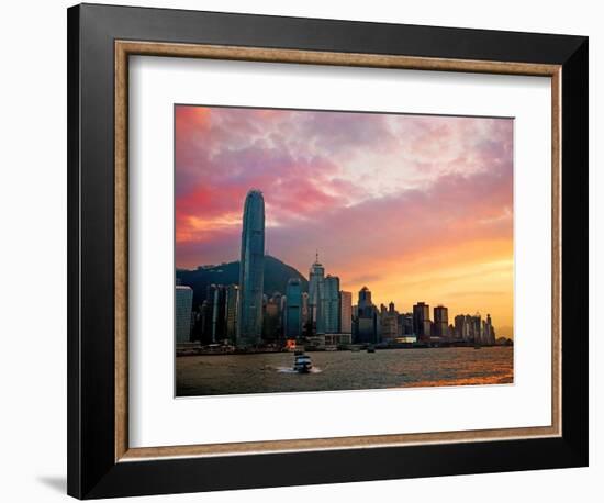 Victoria Peak as Seen from a Boat in Victoria Harbor, Hong Kong, China-Miva Stock-Framed Photographic Print