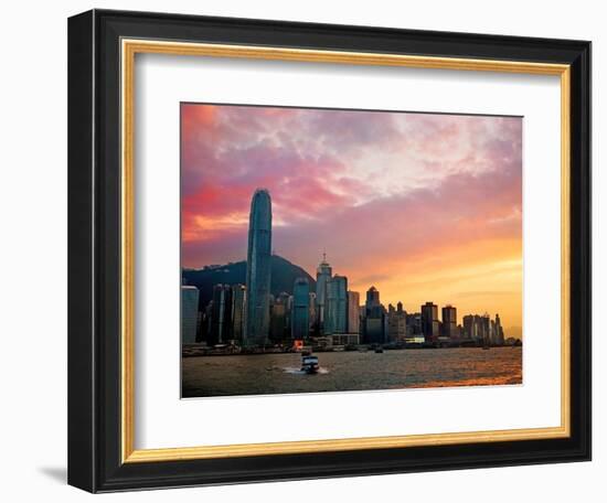 Victoria Peak as Seen from a Boat in Victoria Harbor, Hong Kong, China-Miva Stock-Framed Photographic Print