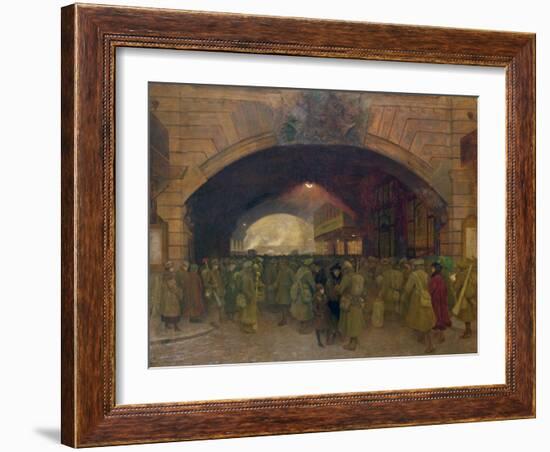 Victoria Station, Troops Leaving for the Front-Walter Bayes-Framed Giclee Print