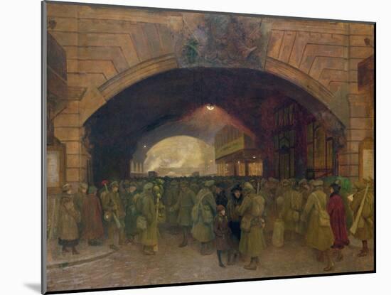 Victoria Station, Troops Leaving for the Front-Walter Bayes-Mounted Giclee Print