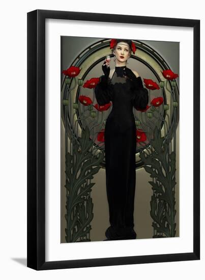 Victorian Beauty In Black-Atelier Sommerland-Framed Art Print