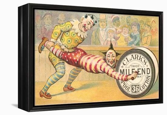 Victorian Clowns Using Spool as Wheel Barrow-null-Framed Stretched Canvas