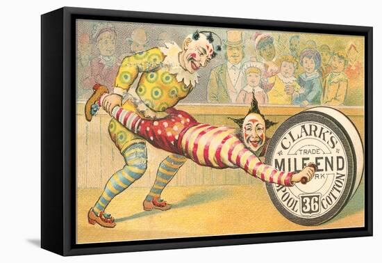 Victorian Clowns Using Spool as Wheel Barrow-null-Framed Stretched Canvas