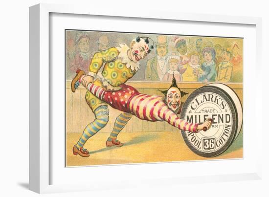 Victorian Clowns Using Spool as Wheel Barrow-null-Framed Art Print