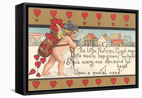 Victorian Cupid Delivering Mail-null-Framed Stretched Canvas