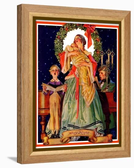 "Victorian Family at Christmas,"December 29, 1934-Joseph Christian Leyendecker-Framed Premier Image Canvas