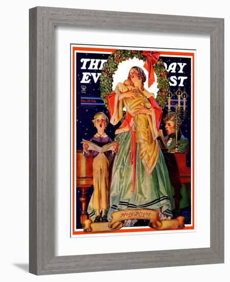 "Victorian Family at Christmas," Saturday Evening Post Cover, December 29, 1934-Joseph Christian Leyendecker-Framed Giclee Print