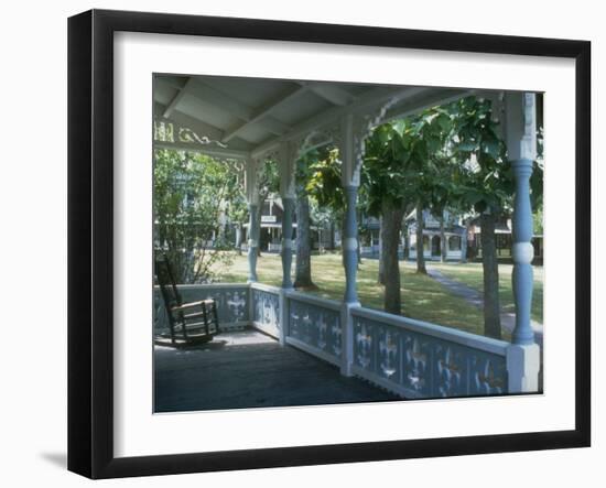 Victorian Front Porch W. Rocker and Other Gingerbread Houses in Background-Alfred Eisenstaedt-Framed Photographic Print