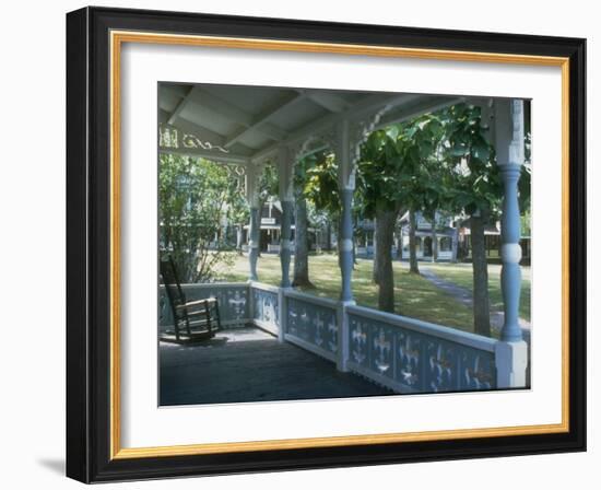 Victorian Front Porch W. Rocker and Other Gingerbread Houses in Background-Alfred Eisenstaedt-Framed Photographic Print