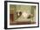 Victorian Girl Lying on St. Bernard on Couch-null-Framed Art Print