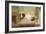 Victorian Girl Lying on St. Bernard on Couch-null-Framed Art Print