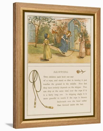 Victorian Girls in Bonnets Skipping-null-Framed Stretched Canvas